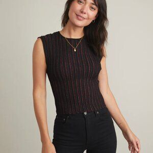 Marine Layer Black and Red Striped Tank Top